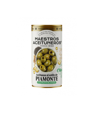Oliwki MAESTROS PIAMONTE puszka 320g zielone bez pestki / oliwka gordal bez pestki, z esencją z białych trufli