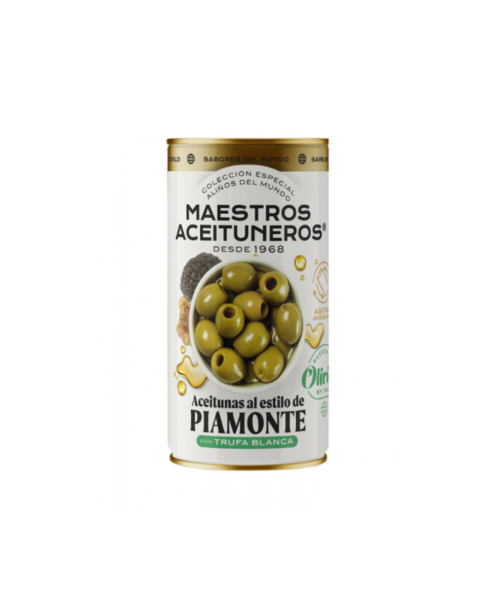 Oliwki MAESTROS PIAMONTE puszka 320g zielone bez pestki / oliwka gordal bez pestki, z esencją z białych trufli główny