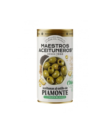 Oliwki MAESTROS PIAMONTE puszka 320g zielone bez pestki / oliwka gordal bez pestki, z esencją z białych trufli