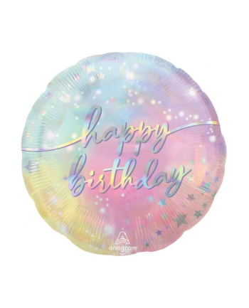amscan Balon foliowy urodzinowy Happy Birthday luminous standard okrągły 43cm 4299675