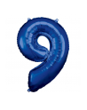 amscan Balon foliowy duża cyfra 9 niebieski 60x86cm 9907292 - nr 1
