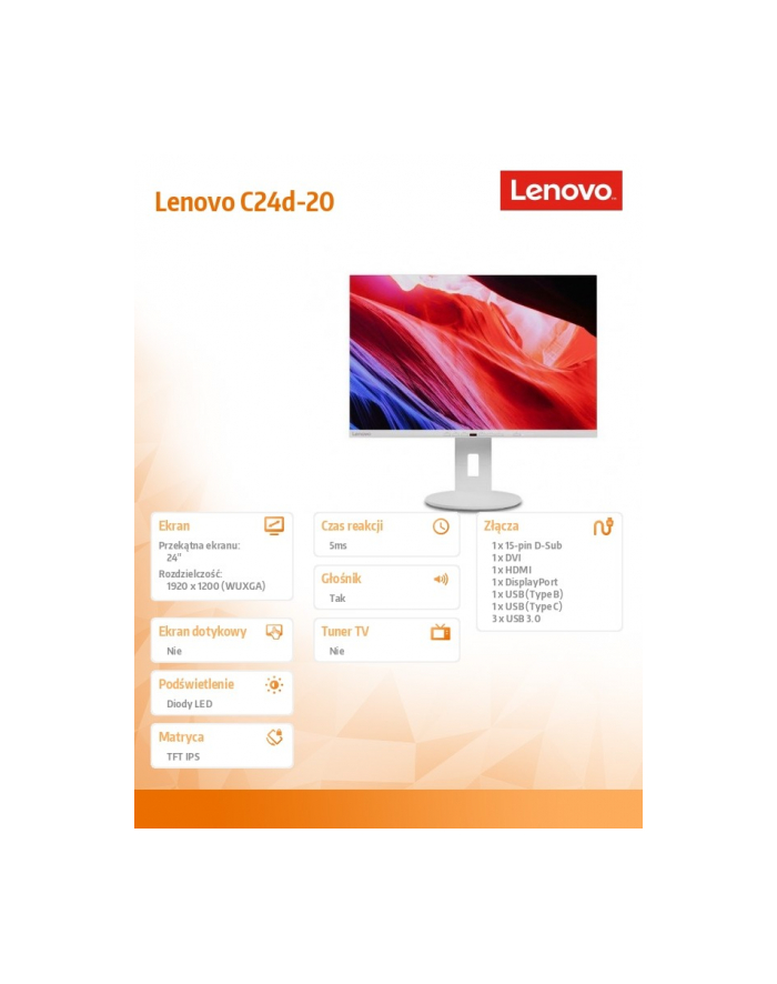 lenovo Monitor 24 cale C24d-20 63FENAT2(wersja europejska) główny