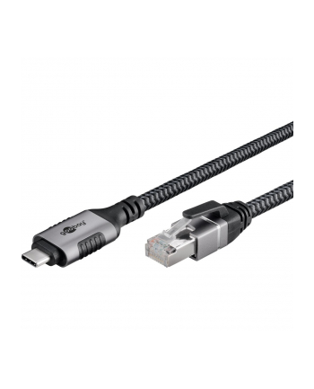 goobay Ethernet cable USB-C 3.2 Gen1 male > RJ-45 male, LAN adapter (Kolor: CZARNY/silver, 2 meters)