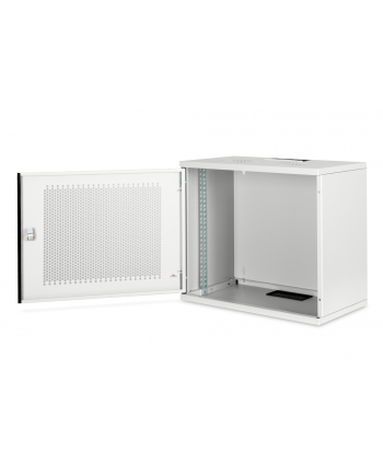 DIGITUS 9U wall mounting cabinet SOHO unmounted 460x540x400mm perforated front door grey color grey RAL 7035
