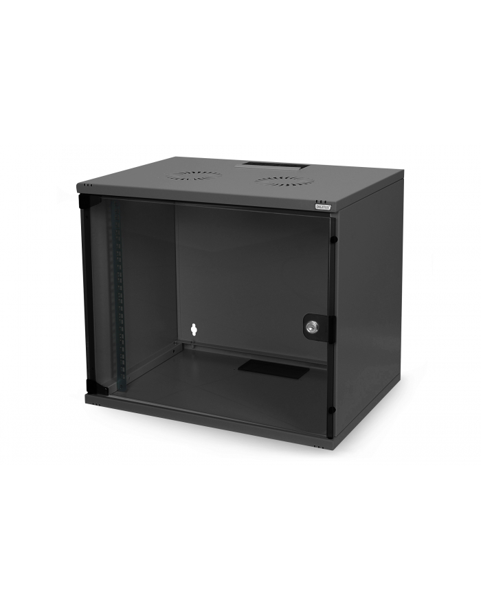 DIGITUS 7U wall mounting cabinet SoHo unmounted 370x540x400mm glass front door Kolor: CZARNY RAL 9005 główny