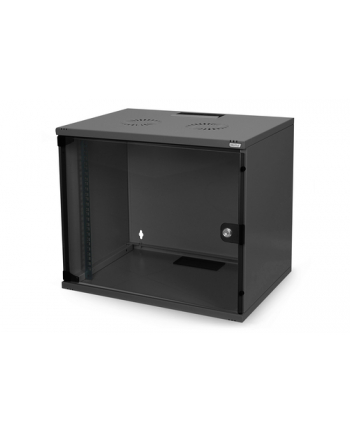 DIGITUS 7U wall mounting cabinet SoHo unmounted 370x540x400mm glass front door Kolor: CZARNY RAL 9005