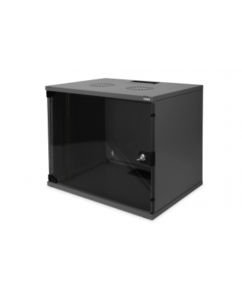 DIGITUS 9U wall mounting cabinet SoHo unmounted 460x540x400mm glass front door Kolor: CZARNY RAL 9005