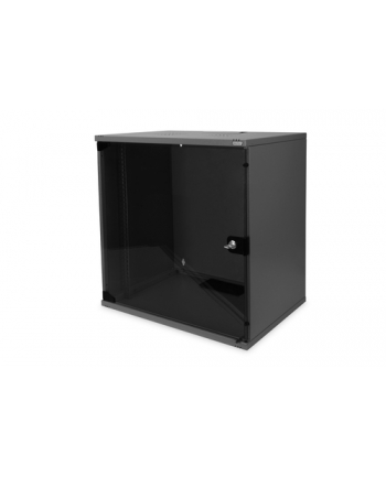 DIGITUS 12U wall mounting cabinet SoHo unmounted 595x540x400mm glass front door Kolor: CZARNY RAL 9005