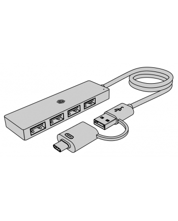 icybox Hub IB-HUB1424-C3 4-Port USB Typ-A, złącze Typ-C/A