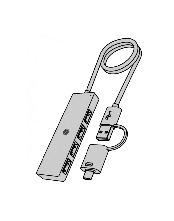 icybox Hub IB-HUB1424-C3 4-Port USB Typ-A, złącze Typ-C/A główny