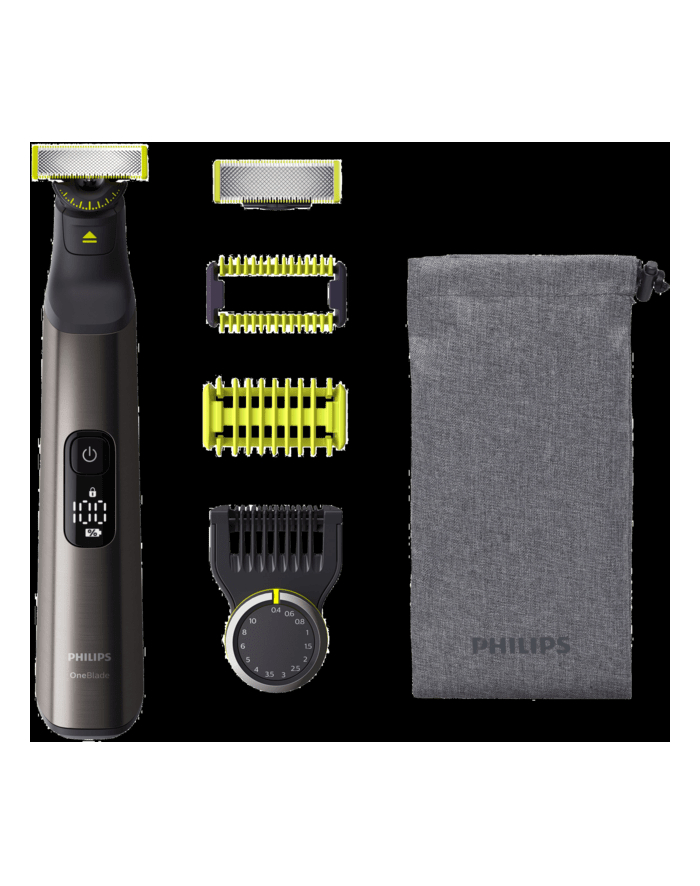Philips | Trymer do włosów, twarzy i ciała | QP6551/15 OneBlade Pro | Bezprzewodowy | Na mokro i na sucho | Liczba stopni długości 14 | Czarny/Zielony główny