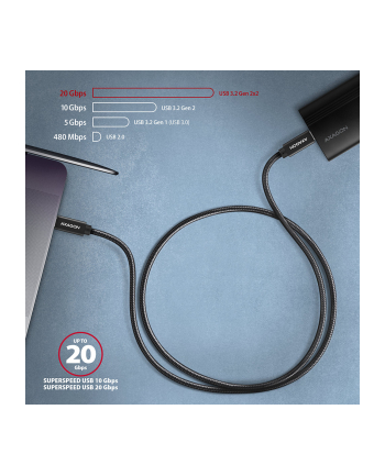 no name AXAGON BUCM32-CM20AB USB-C 32 Gen 2 do USB-C 32 Gen 2, czarny - 2m