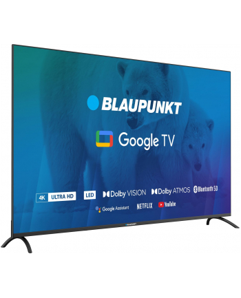 TV 65''; Blaupunkt 65UBG6000S 4K Ultra HD LED, GoogleTV, Dolby Atmos, WiFi 2,4-5GHz, BT, czarny