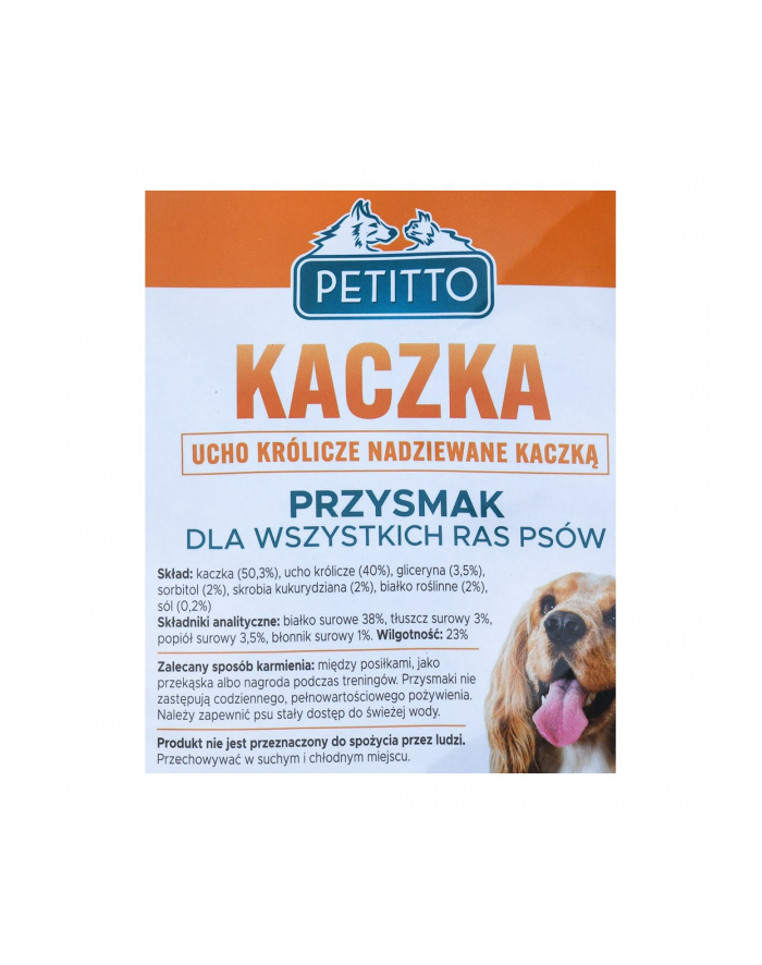 PETITTO Ucho królicze nadziewane kaczką  500G główny