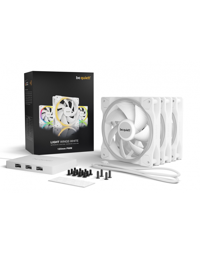 Wentylator be quiet! LIGHT WINGS White 120mm PWM Triple-Pack główny