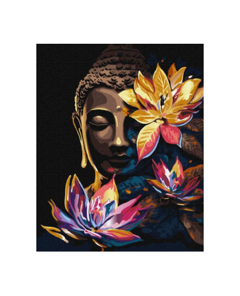 ideyka Malowanie po numerach 40x50cm Budda z lotosami (z farbami metalicznymi)