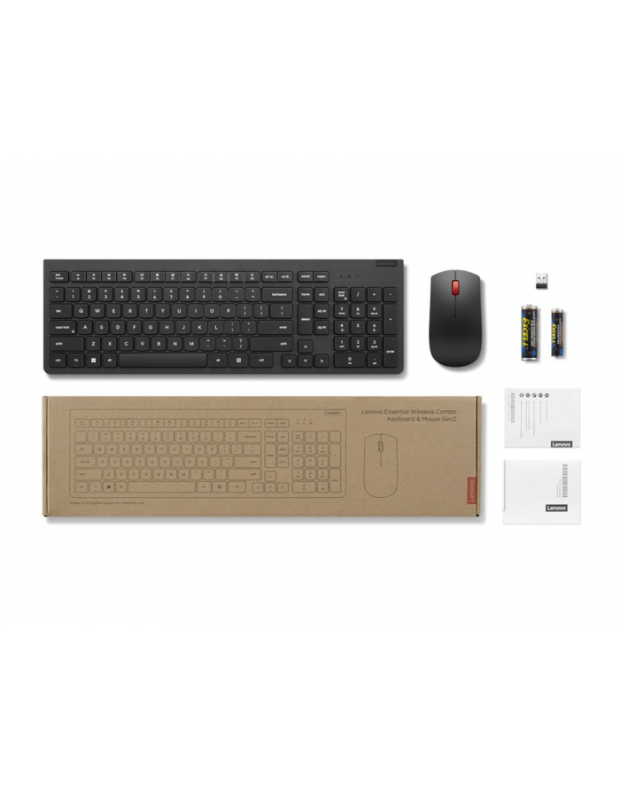 lenovo Zestaw bezprzewodowej klawiatury i myszy Essential Gen2 czarny US English 4X31N50708 główny