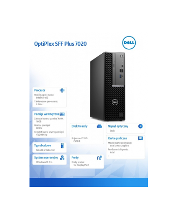 dell Komputer Optiplex SFF Plus/Core i5-14500/16GB/256GB SSD/Integrated/WLAN + BT/Wireless Kb ' Mouse/260W/W11Pro/vPro