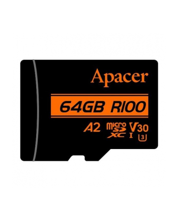 Karta pamięci microSDXC Apacer R100 64GB (100/80 MB/s) Class 10 UHS-I U3 V30 A2 + Adapter