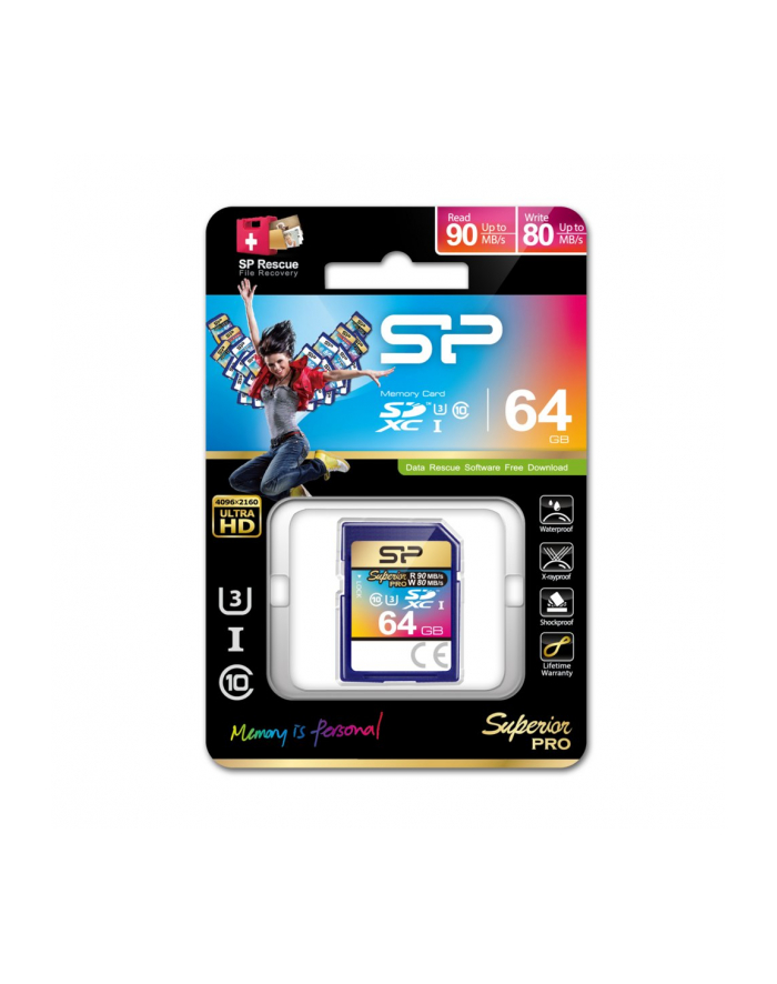 Karta pamięci Silicon Power SDXC Superior Pro 64GB (90/80 MB/s) Class 10 UHS-I U3 główny