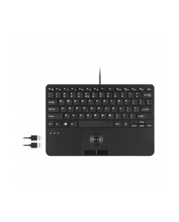 Klawiatura przewodowa Perixx PERIBOARD-526 trackball, 2x hub USB, czarna