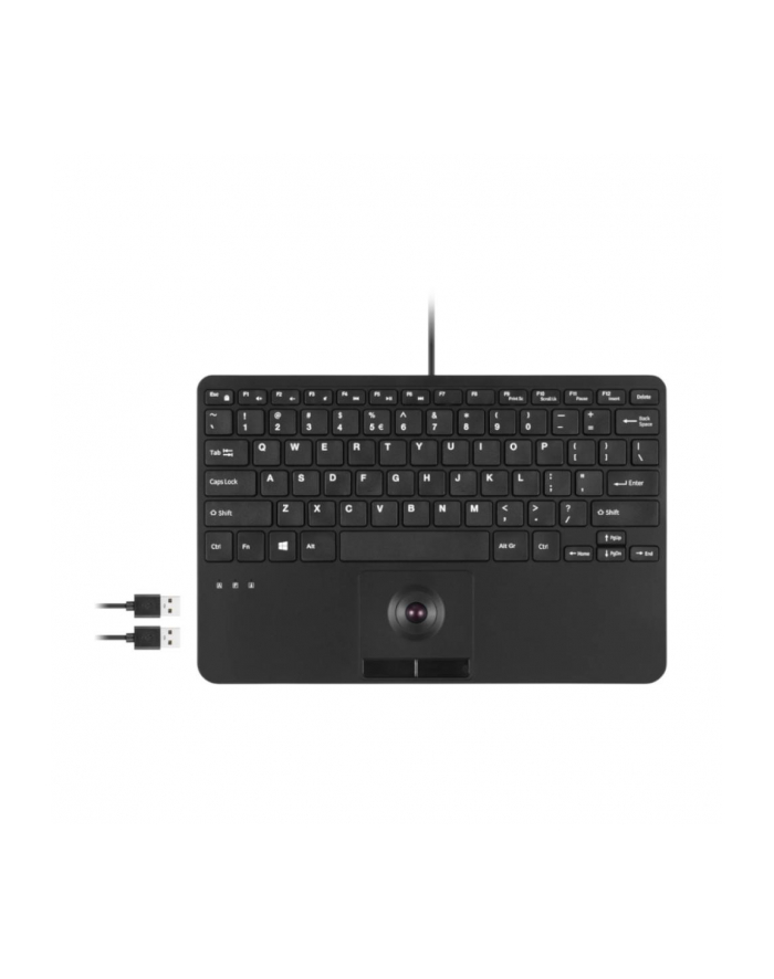 Klawiatura przewodowa Perixx PERIBOARD-526 trackball, 2x hub USB, czarna główny