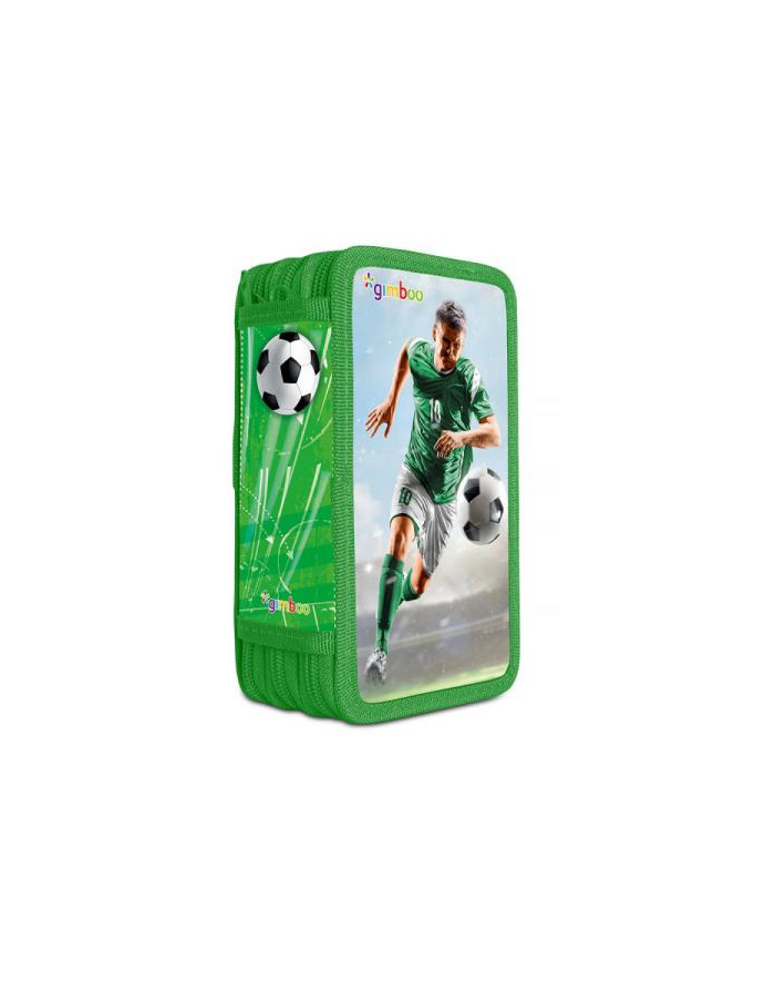 pbs connect Piórnik szkolny GIMBOO, z wyposażeniem, 3 komory, piłka nożna, zielony główny
