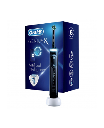 braun Oral-B Genius X , Dorosły, Oscylacyjna szczoteczka do zębów, Codzienna pielęgnacja, Pielęgnacja dziąseł, Wrażliwy, Wybielanie, Czarny, 2 min, Czarny