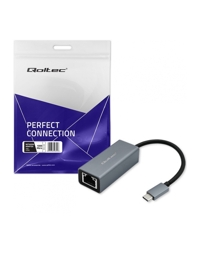 qoltec Adapter USB-C na RJ45 Ethernet | 1000Mbps | Aluminiowa obudowa główny