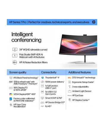 hp inc. HP 734pm 34inch WQHD 400nits HDMI DP Display ((wersja europejska)) nr 2