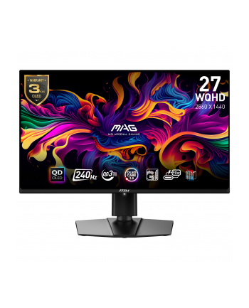 MSI MAG 271QPX QD-OLED E2 27inch WQHD QD-OLED 240Hz 250cd/m2 0.03ms 2xHDMI2.1 DP USB C PD15W pivot