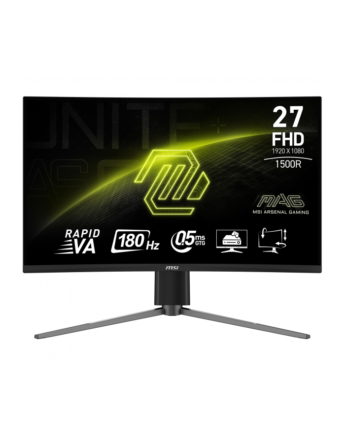 MSI MAG 27C6PF 27inch VA FHD Curved 1500R Rapid 180Hz 250cd/m2 0.5ms 2xHDMI2.0 DP Height główny