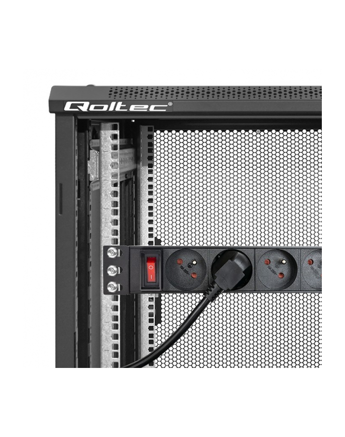 qoltec Listwa zasilająca PDU do RACK 10' | 1U | 16A | 4xFrench | 1.8m główny