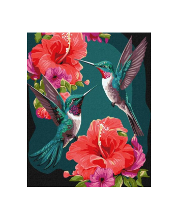 ideyka Malowanie po numerach 40x50cm Szmaragdowe kolibry z farbami metalicznymi