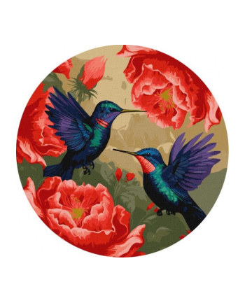 ideyka Malowanie po numerach okrągłe Kolorowe kolibry z  metalicznymi farbami