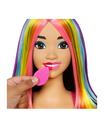 Barbie Głowa do stylizacji Neonowa tęcza Czarne włosy HMD81 MATTEL