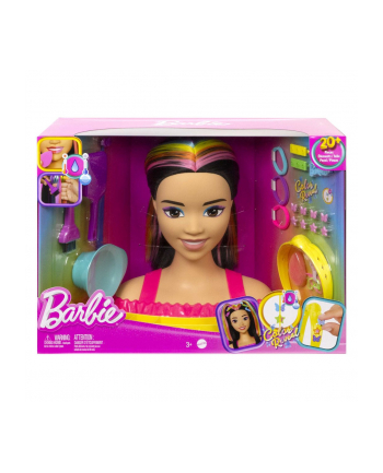 Barbie Głowa do stylizacji Neonowa tęcza Czarne włosy HMD81 MATTEL