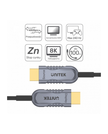 unitek Kabel Optyczny HDMI 2.1 AOC 3m 4K60Hz C11026DGY
