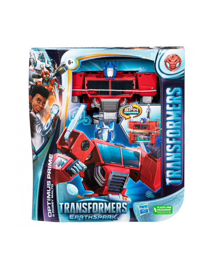 PROMO Transformers EarthSpark Spin Changer Optimus Prime i Robby Malto F7663 HASBRO główny