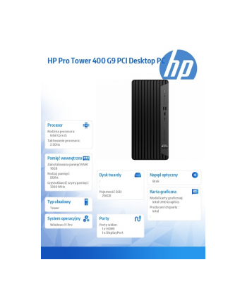 hp inc. Komputer 400 TWR G9 i5-13500/256GB/16GB/W11P      881J7EA