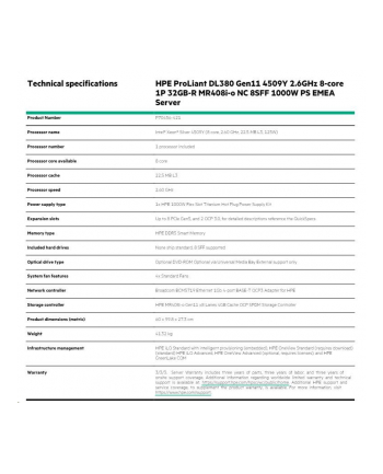 hewlett packard enterprise Serwer DL380 G11 4509Y 32G NC P70456-421