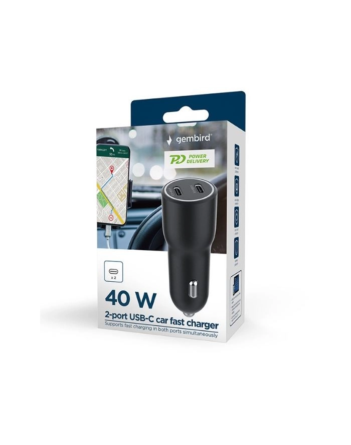 GEMBIRD Ładowarka samochodowa 2x USB Typ-C 40W 4A czarna główny