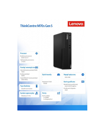 lenovo Komputer ThinkCentre M70s G5 SFF 12U8000APB W11Pro i7-14700/16GB/512GB/INT/DVD/vPro/3YRS OS