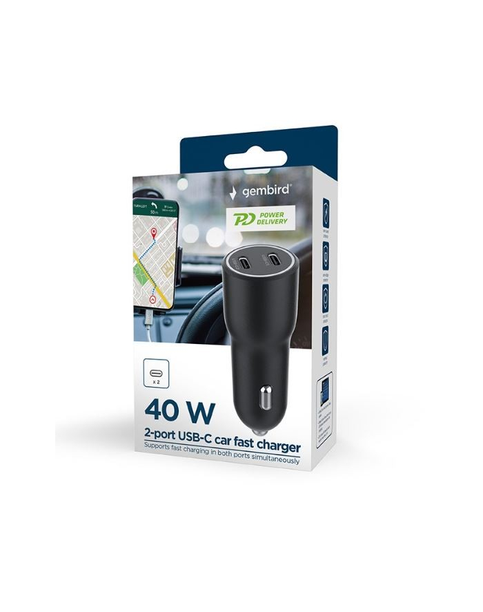 GEMBIRD Ładowarka samochodowa 2x USB Typ-C 40W 4A czarna główny