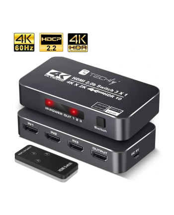 TECHLY Przełącznik HDMI 2.0b 3w1 4K HDR HDCP2.2 z pilotem nr 1