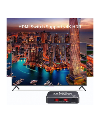 TECHLY Przełącznik HDMI 2.0b 3w1 4K HDR HDCP2.2 z pilotem