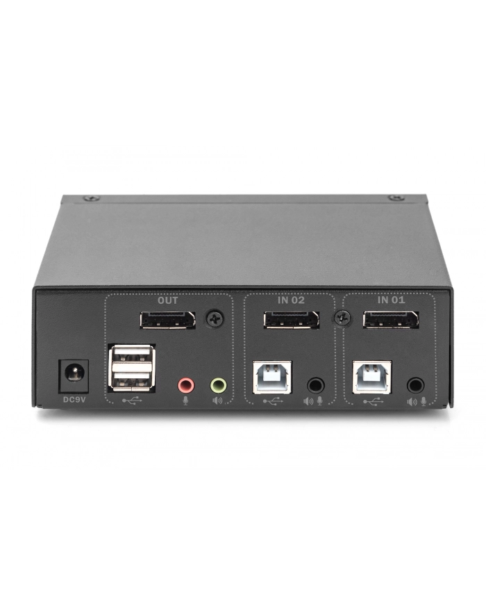 DIGITUS KVM Switch 2x1 DP DP Out USB 2 x DP + 2x USB +2 Speaker + 2micro główny