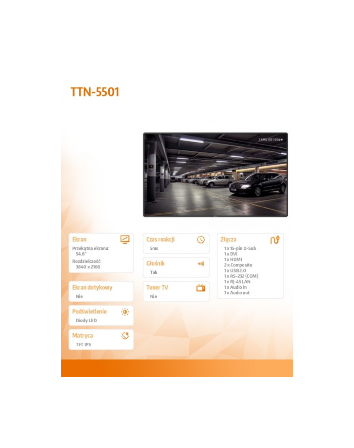 ag neovo Monitor wielkoformatowy TTN-5501 IPS 400cd/m2 1200:1 24/7 4K główny