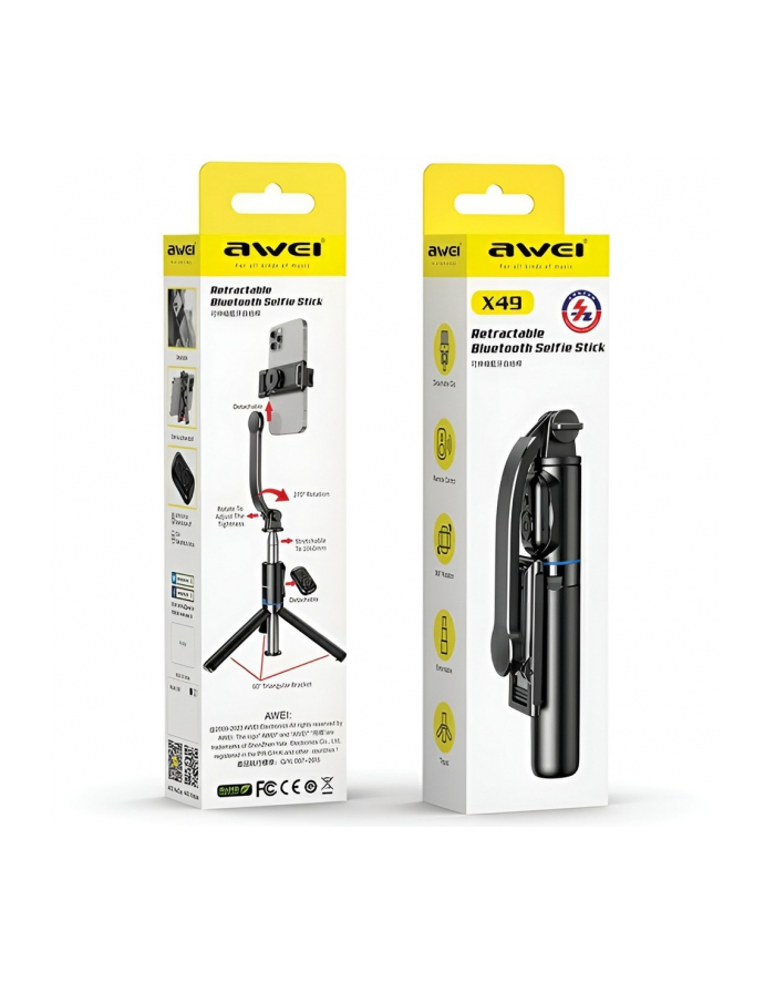 awei Uchwyt selfie stick tripod X49 Bluetooth główny