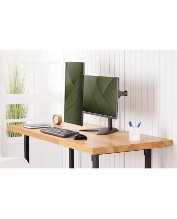 digitus Stojak biurkowy podwójny 2xLCD max 32''; max obciążenie 2x 8kg uchylno-obczerwonyowy czarny nr 1